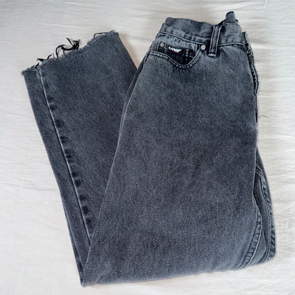 UNIF Denim - UNIF Washed Black High Waisted Raw Hem Straight Leg Jeans Size‎ 27 100% Cotton